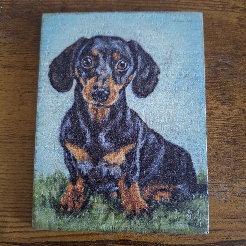 Primitives by Kathy DachshundWood Sign Magnet Home Decor Office Gift 4"x3"